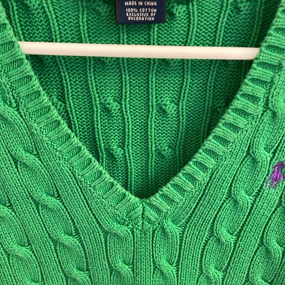 Ralph Lauren Green V-Neck Sweater ☘️ - Picture 4 of 16